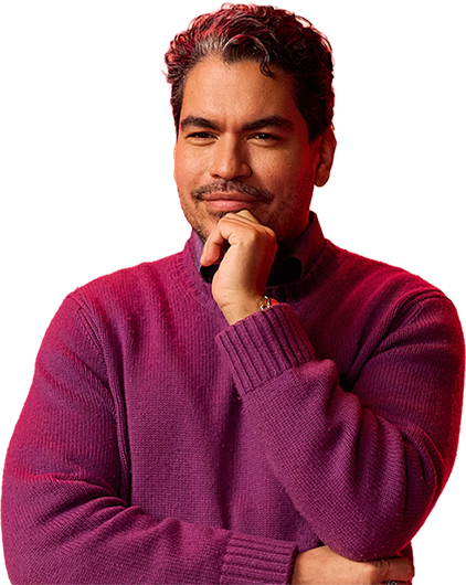 Latino male in his thirties with relaxed contemplative look